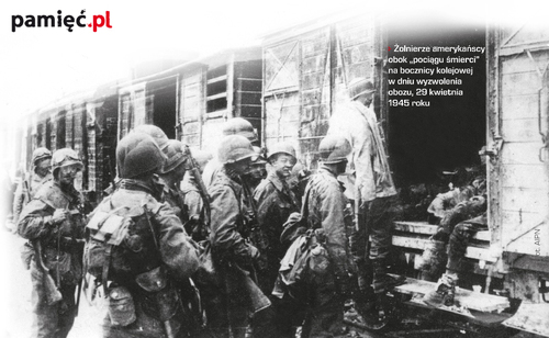 Żołnierze amerykańscy obok „pociągu śmierci" (AIPN)