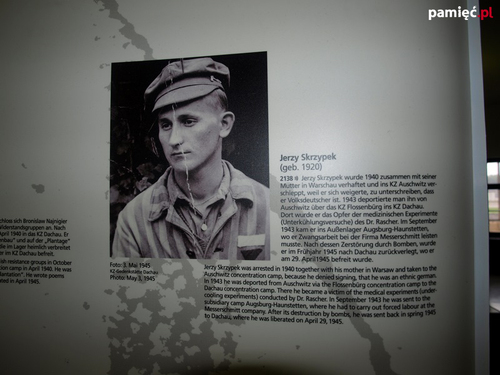 Sylwetka Jerzego Skrzypka jako więźnia obozu w Dachau